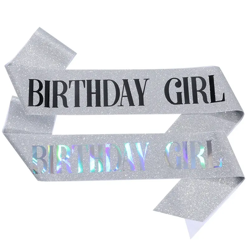 Birthday Girl Sash for Girls Women 16th 18th 20th 21st 30th Happy Birthday Party Decoration Supplies Glitter Satin Birthday Sash