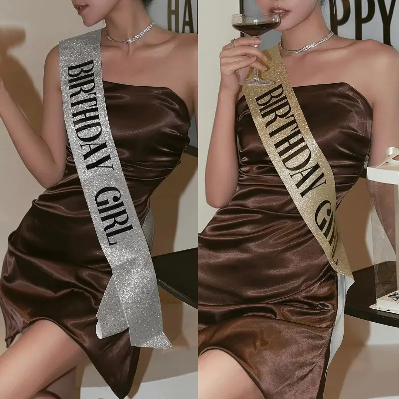 Birthday Girl Sash for Girls Women 16th 18th 20th 21st 30th Happy Birthday Party Decoration Supplies Glitter Satin Birthday Sash