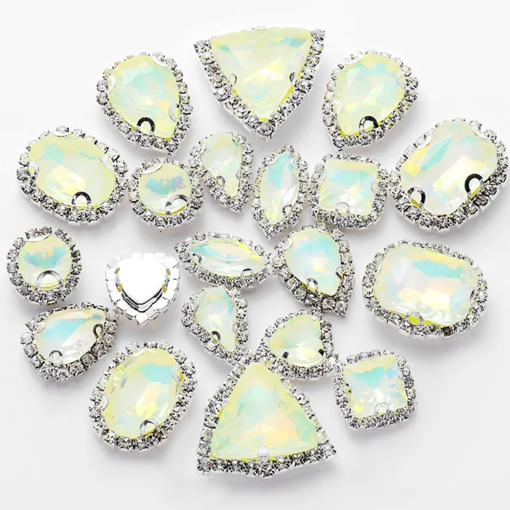 20pcs/set Mixed Shaped Sew on Rhinestones Luxury Crystals Glass Flatback Claw Rhinestones for Wedding Dress Clothes Bags Jewelry