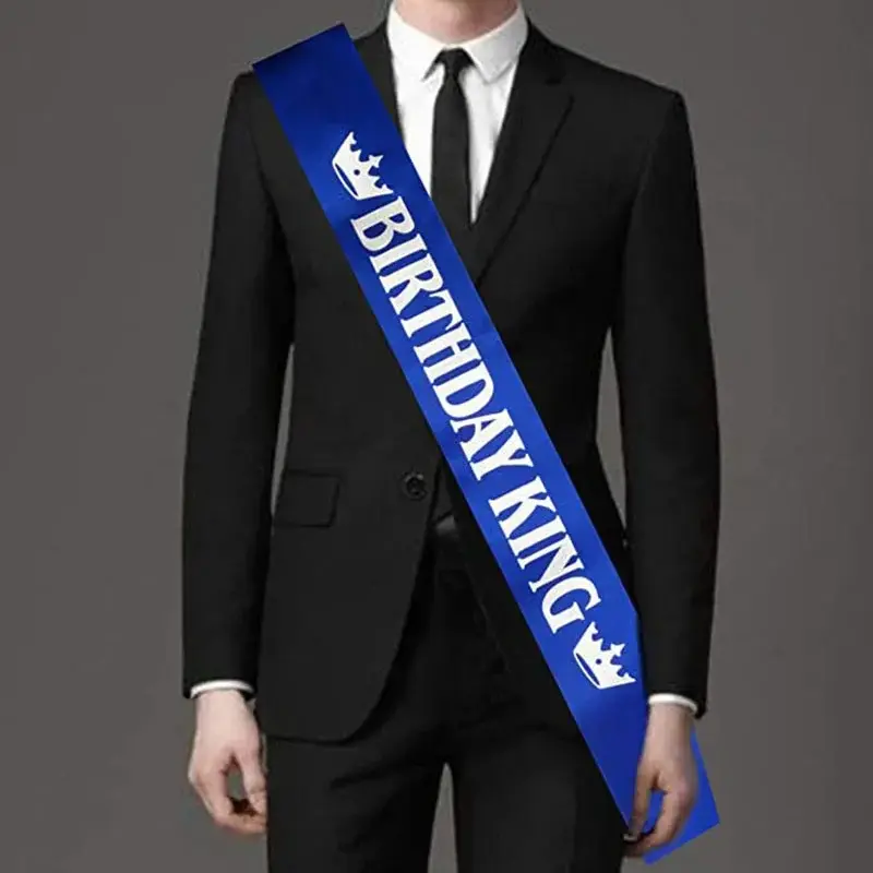 Black Gold Birthday King Sash for Men Boy Happy 16th 18th 20th 30th 40th 50th 60th Birthday Party Decoration Supplies Favor Gift