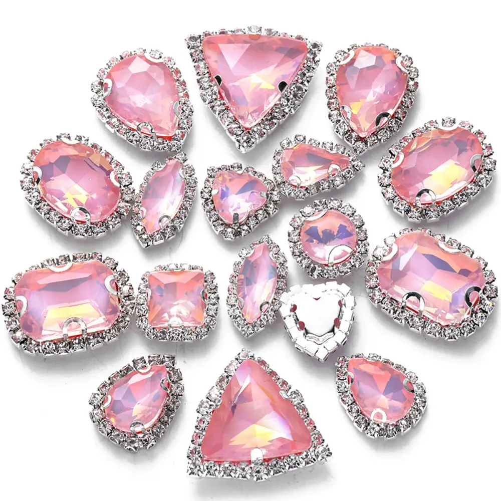 20pcs/set Mixed Shaped Sew on Rhinestones Luxury Crystals Glass Flatback Claw Rhinestones for Wedding Dress Clothes Bags Jewelry