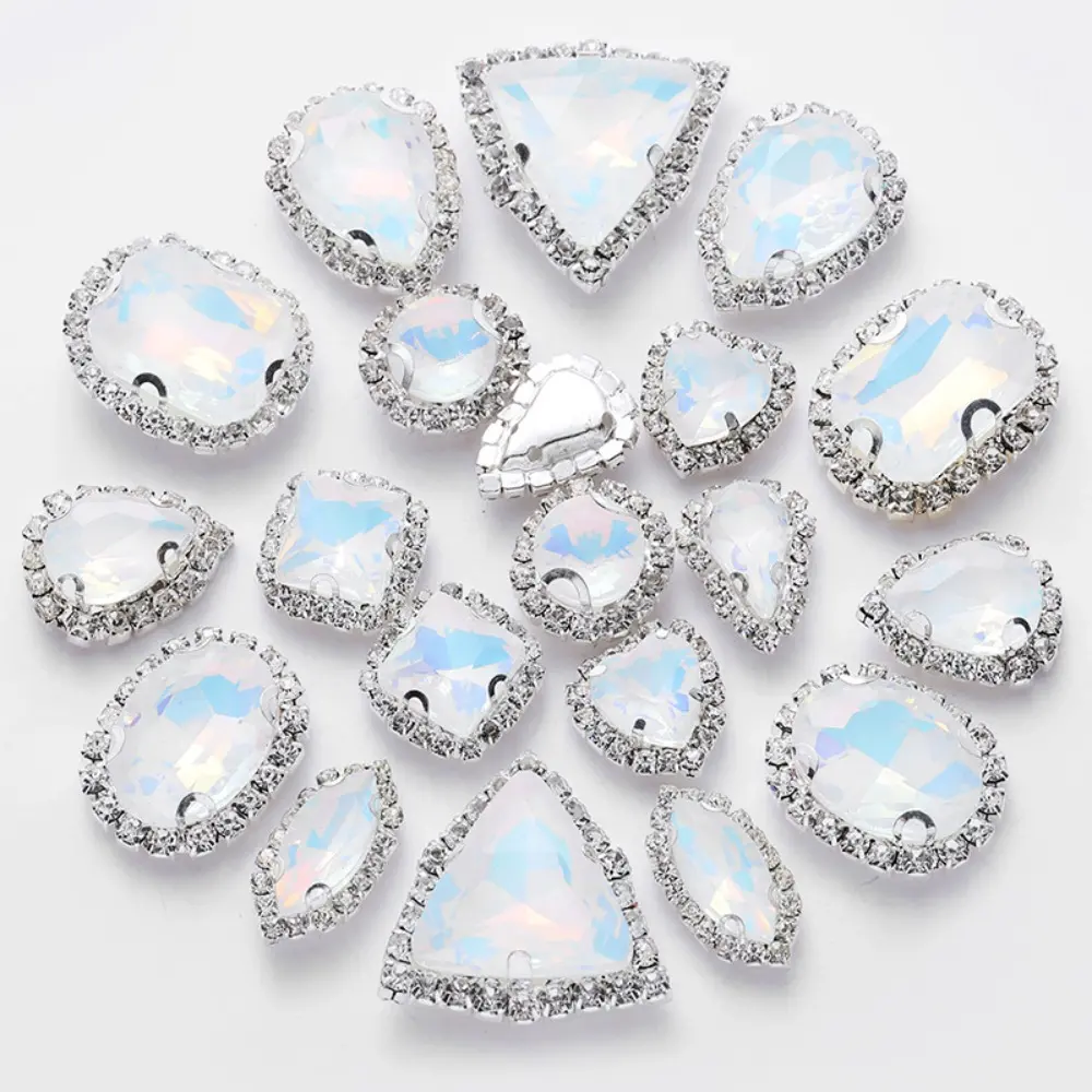 20pcs/set Mixed Shaped Sew on Rhinestones Luxury Crystals Glass Flatback Claw Rhinestones for Wedding Dress Clothes Bags Jewelry