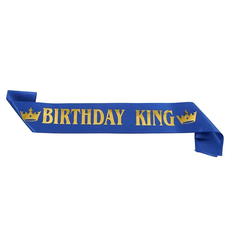 Black Gold Birthday King Sash for Men Boy Happy 16th 18th 20th 30th 40th 50th 60th Birthday Party Decoration Supplies Favor Gift