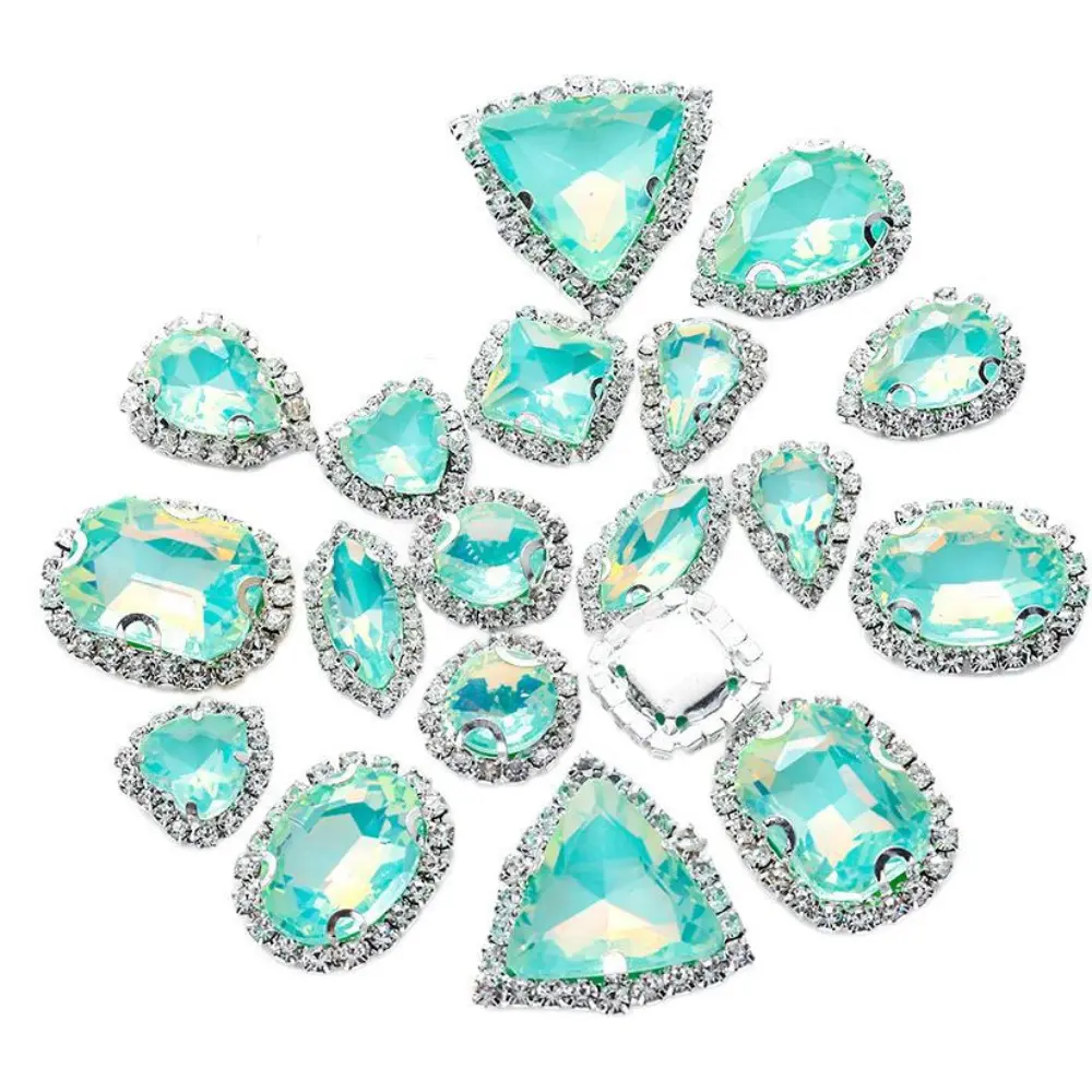 20pcs/set Mixed Shaped Sew on Rhinestones Luxury Crystals Glass Flatback Claw Rhinestones for Wedding Dress Clothes Bags Jewelry