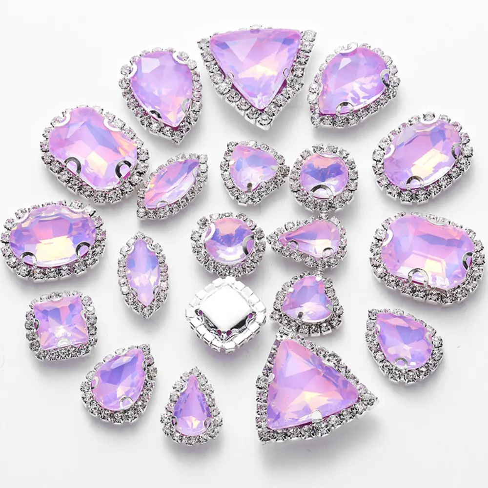 20pcs/set Mixed Shaped Sew on Rhinestones Luxury Crystals Glass Flatback Claw Rhinestones for Wedding Dress Clothes Bags Jewelry