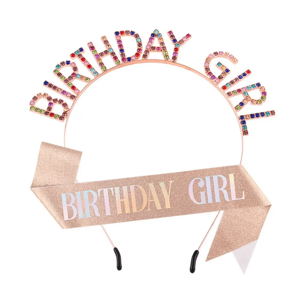 Birthday Girl Sash and Rhinestone Tiara Crown Glitter Birthday Sash Gifts for Girls Happy Birthday Party Decorations Supplies