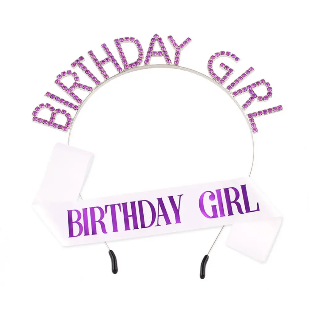 Birthday Girl Sash and Rhinestone Tiara Crown Glitter Birthday Sash Gifts for Girls Happy Birthday Party Decorations Supplies