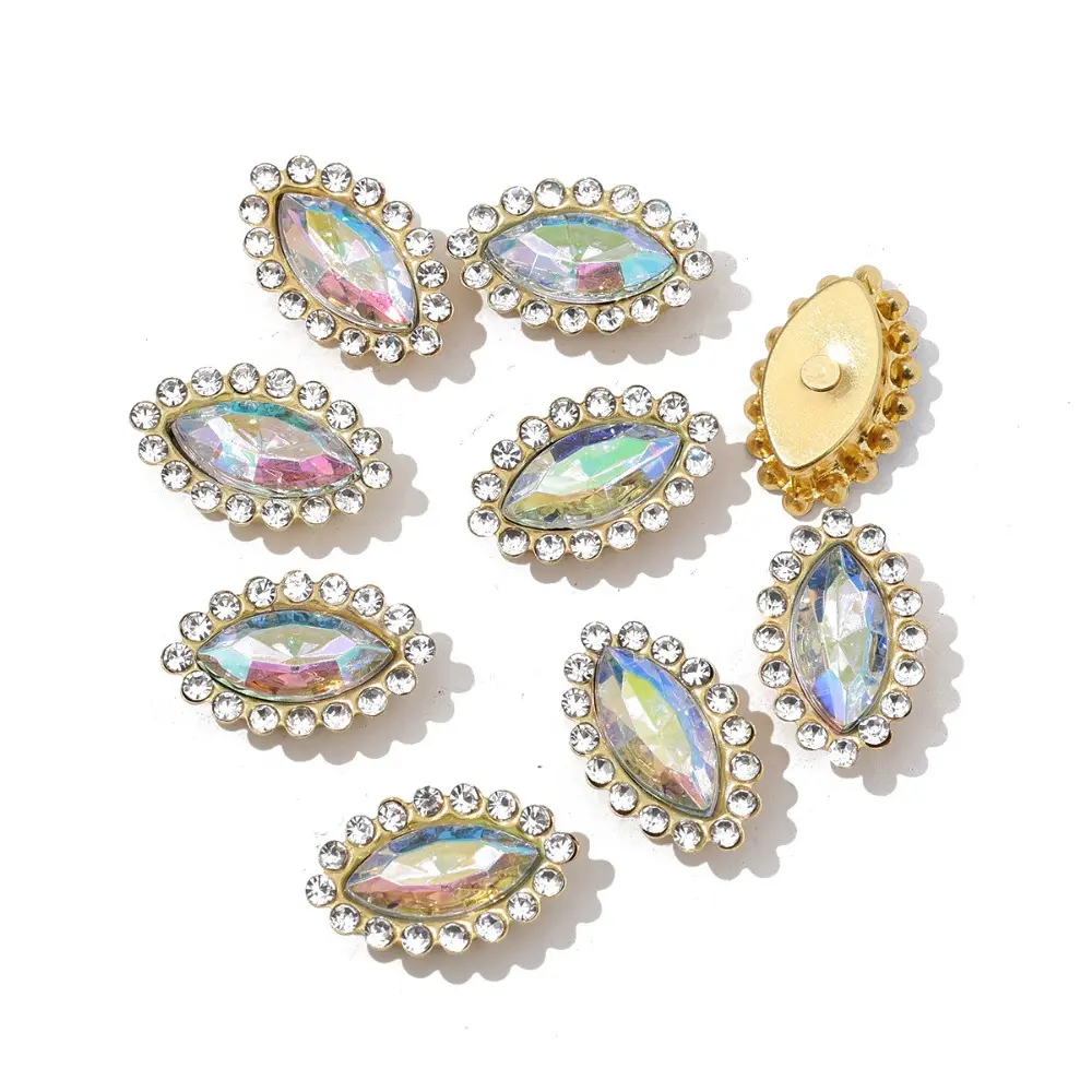 100pcs/set Multicolor Horse Eye Crystal Glass Diamonds Stones Flatback Sew on Claw Rhinestones for DIY Jewelry Clothes Shoes Bag