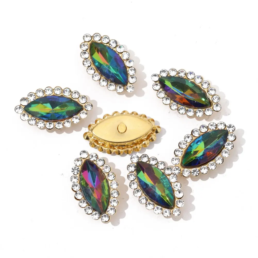 100pcs/set Multicolor Horse Eye Crystal Glass Diamonds Stones Flatback Sew on Claw Rhinestones for DIY Jewelry Clothes Shoes Bag