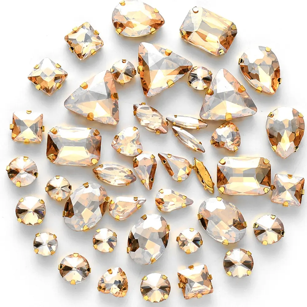 50pcs Super Flash Crystal Glass Beads Mixed Shape Claw Rhinestone Hand Sew On Diamonds for Dress Bags Shoes Jewelry DIY Crafts