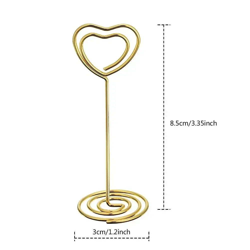 10pcs Heart Shape Table Number Name Place Card Holders Stands Picture Memo Note Clips Wedding Birthday Party Event Decorations