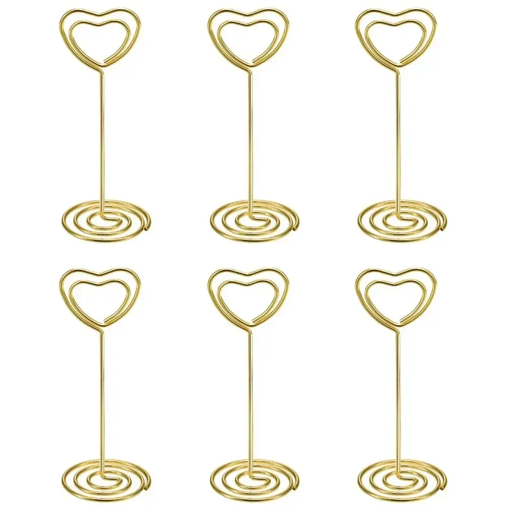 10pcs Heart Shape Table Number Name Place Card Holders Stands Picture Memo Note Clips Wedding Birthday Party Event Decorations