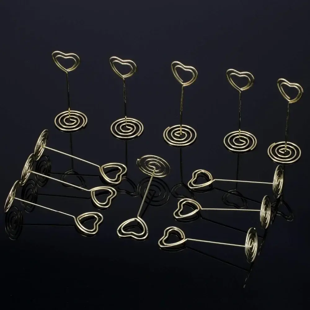 10pcs Heart Shape Table Number Name Place Card Holders Stands Picture Memo Note Clips Wedding Birthday Party Event Decorations