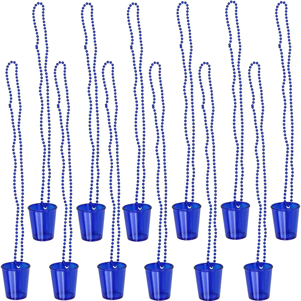 12pcs Shot Glasses on Beaded Necklace Plastic Shot Cup Necklace Wedding Bachelorette Party Birthday Party Decoration Supplies