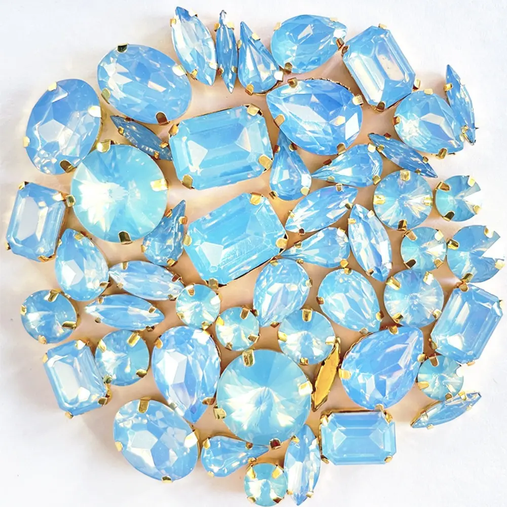 50pcs/Set Crystal Glass Beads Mixed Shaped Mocha Claw Rhinestone Hand Sew On Stones Diamonds for Dress Bags Jewelry DIY Crafts