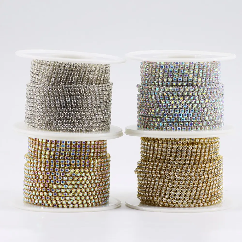 1 Yard Bling Crystal Rhinestone Close Chain Trim Bling Diamonds Rhinestone Chains for Crafts DIY Sewing Jewelry Clothing Wedding