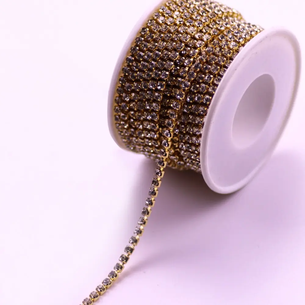 1 Yard Bling Crystal Rhinestone Close Chain Trim Bling Diamonds Rhinestone Chains for Crafts DIY Sewing Jewelry Clothing Wedding