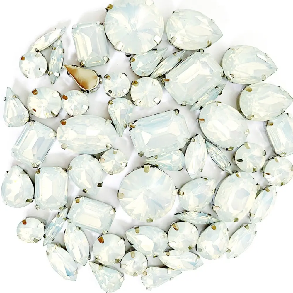50pcs/Set Crystal Glass Beads Mixed Shaped Mocha Claw Rhinestone Hand Sew On Stones Diamonds for Dress Bags Jewelry DIY Crafts