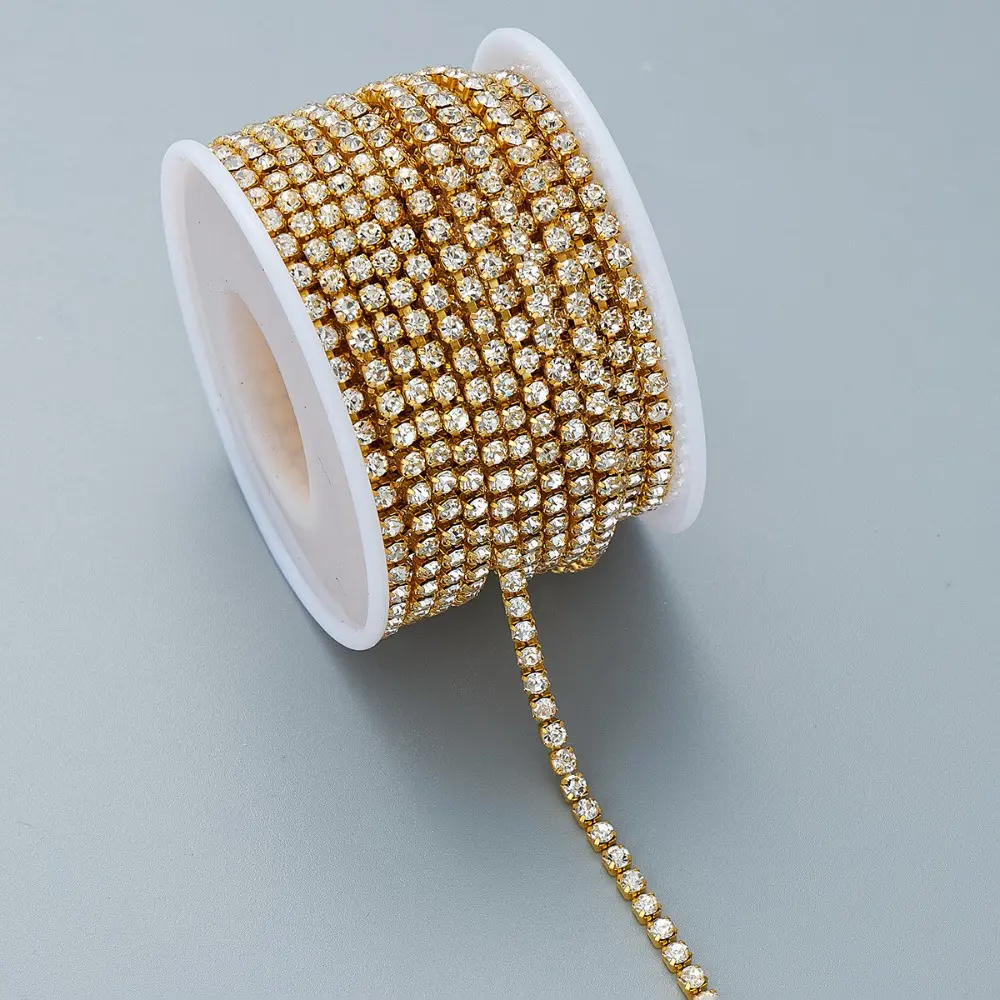 1 Yard Bling Crystal Rhinestone Close Chain Trim Bling Diamonds Rhinestone Chains for Crafts DIY Sewing Jewelry Clothing Wedding