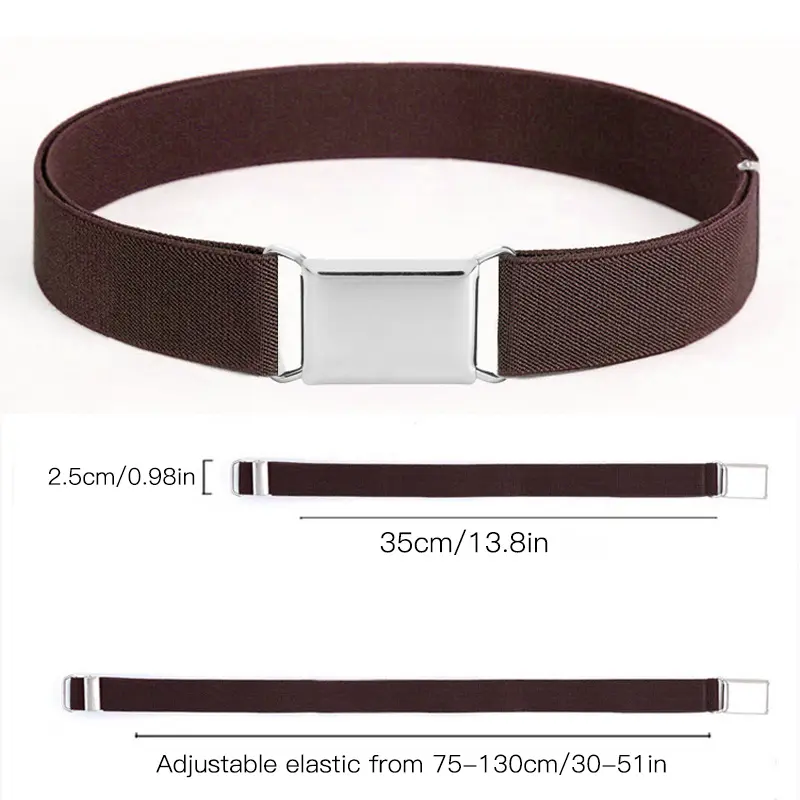 Women's Adjustable Elastic Stretch Belt Comfortable Invisible Waist Belt for Jeans Pants Dress Square Easy Buckles Waist Belt