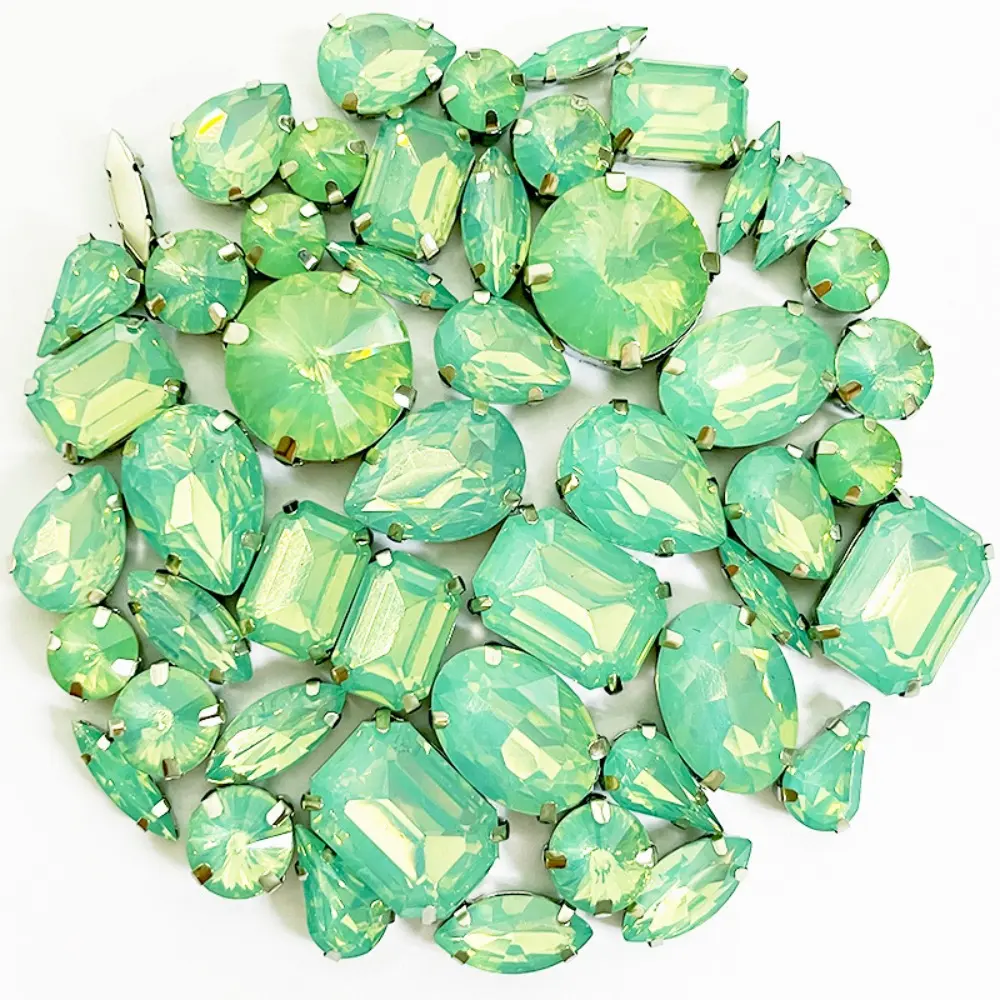 50pcs/Set Crystal Glass Beads Mixed Shaped Mocha Claw Rhinestone Hand Sew On Stones Diamonds for Dress Bags Jewelry DIY Crafts