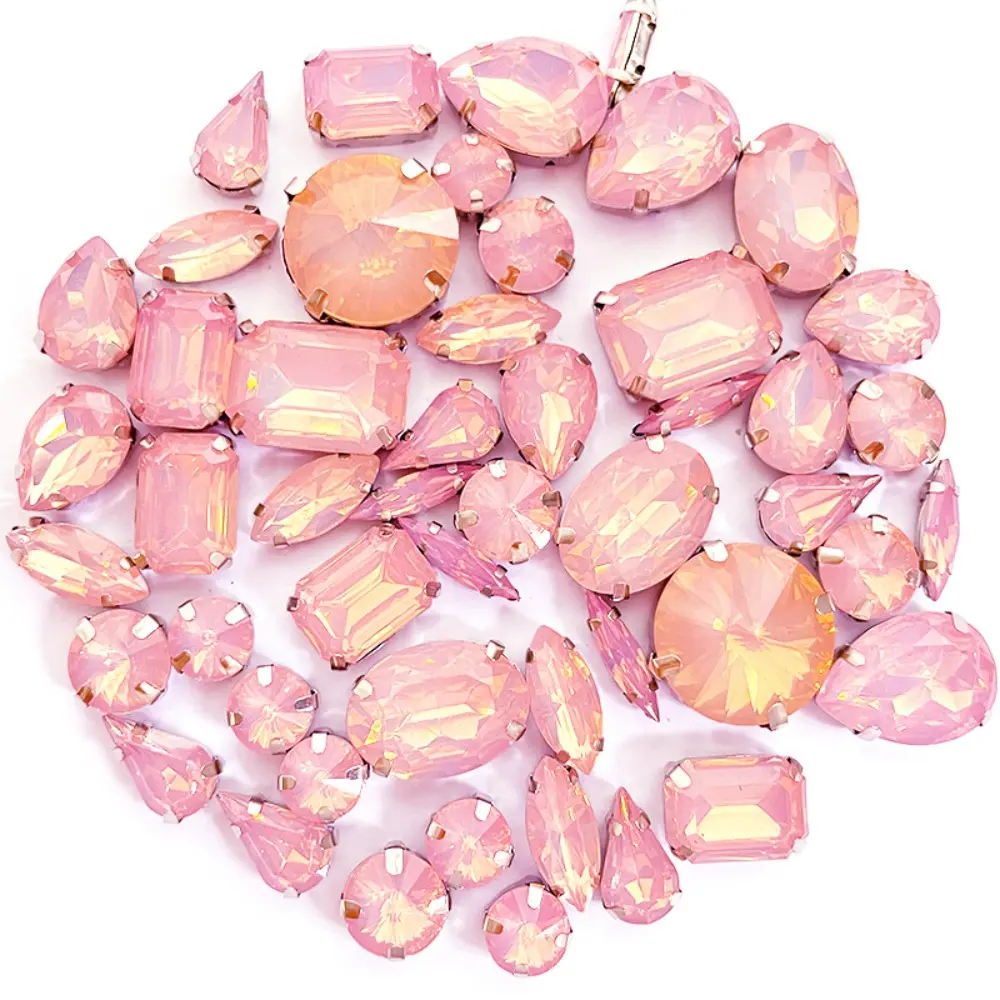 50pcs/Set Crystal Glass Beads Mixed Shaped Mocha Claw Rhinestone Hand Sew On Stones Diamonds for Dress Bags Jewelry DIY Crafts