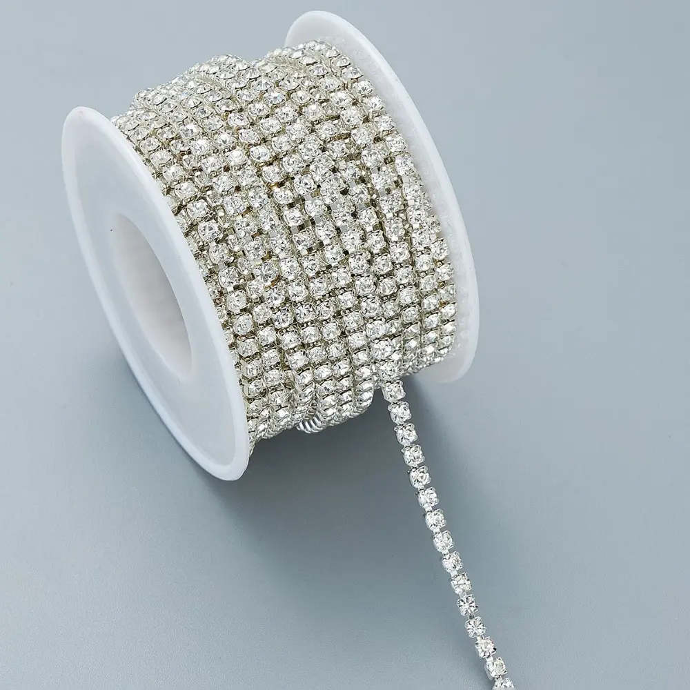 1 Yard Bling Crystal Rhinestone Close Chain Trim Bling Diamonds Rhinestone Chains for Crafts DIY Sewing Jewelry Clothing Wedding