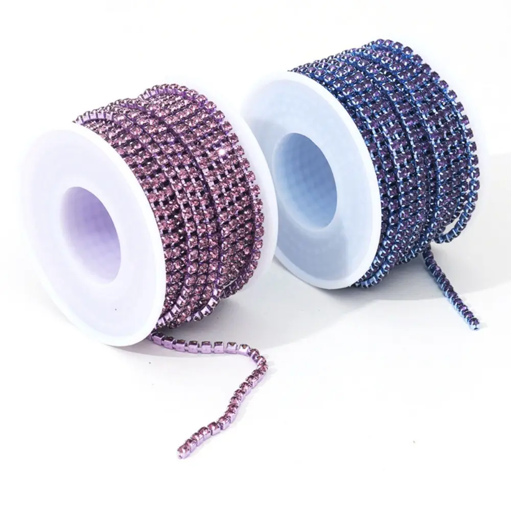 10 Yards 3mm Bling Crystal Rhinestone Close Chain Trim Claw Cup Chains Trimming for Sewing Crafts DIY Clothes Shoes Bags Jewelry