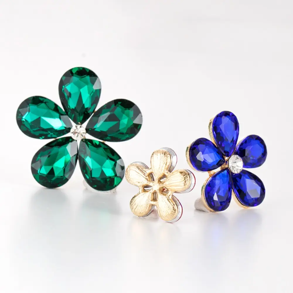 10pcs Flower Diamonds Crystal Glass 21mm Flower Rhinestone Hand Sew On Stones for Dress Wedding Bags Shoes Jewelry DIY Crafts