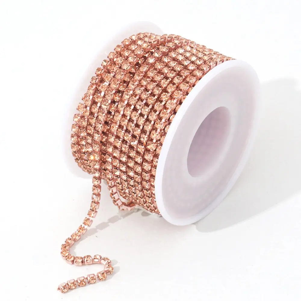 10 Yards 3mm Bling Crystal Rhinestone Close Chain Trim Claw Cup Chains Trimming for Sewing Crafts DIY Clothes Shoes Bags Jewelry