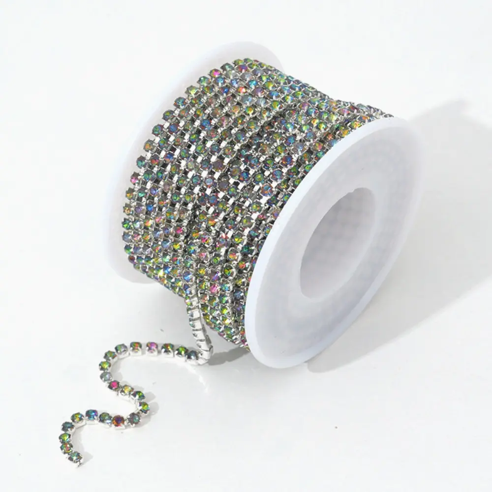 10 Yards 3mm Bling Crystal Rhinestone Close Chain Trim Claw Cup Chains Trimming for Sewing Crafts DIY Clothes Shoes Bags Jewelry