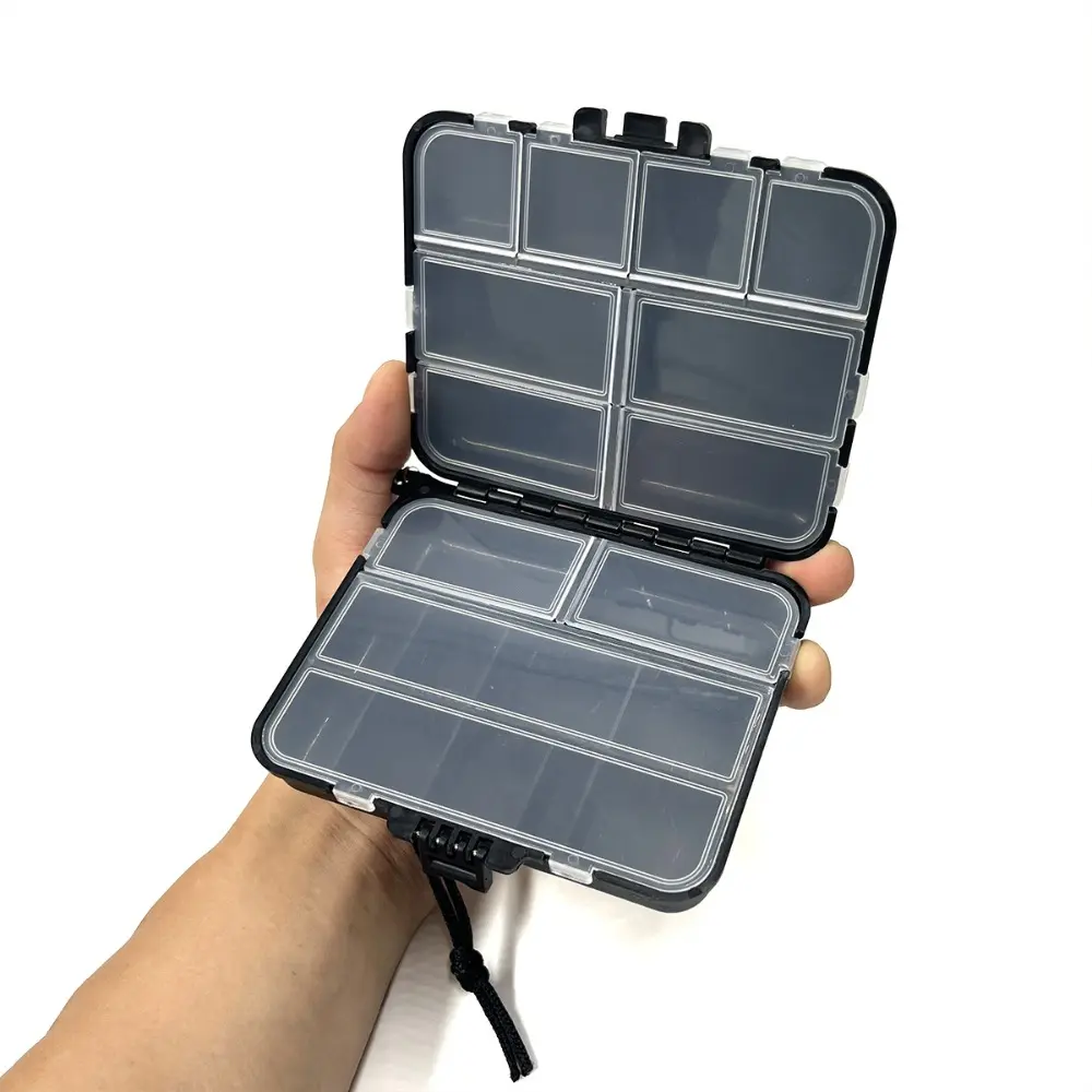 Plastic Fishing Tackle Boxes for Lure Accessories Storage Snap Swivel Hook Gear Baits Ideal for Fishing Storage Containers Black