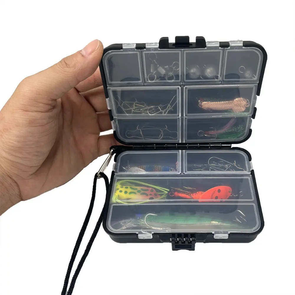 Plastic Fishing Tackle Boxes for Lure Accessories Storage Snap Swivel Hook Gear Baits Ideal for Fishing Storage Containers Black