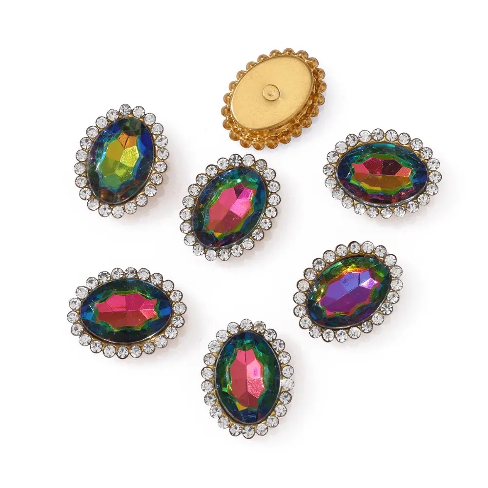 50pcs/set Colorful Hand Sew on Rhinestones Oval Crystals Glass Flatback Claw Rhinestones for DIY Jewelry Clothes Shoes Bag Dress