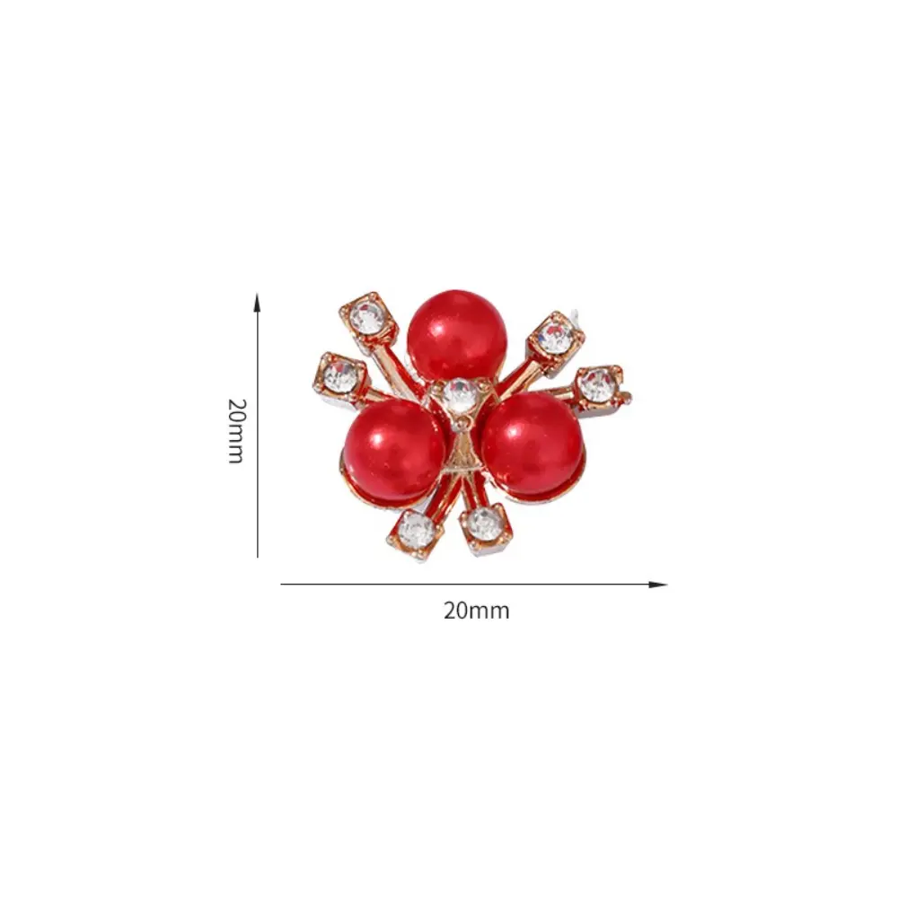 50Pcs/Set Colorful Pearl Flower Rhinestone Buttons Sparkling Flower Crystal Hairpins for Clothes Sewing Accessories DIY Crafts