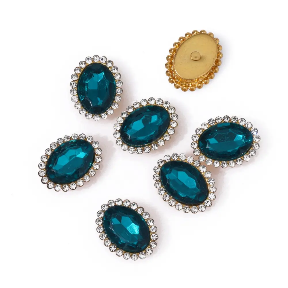 50pcs/set Colorful Hand Sew on Rhinestones Oval Crystals Glass Flatback Claw Rhinestones for DIY Jewelry Clothes Shoes Bag Dress