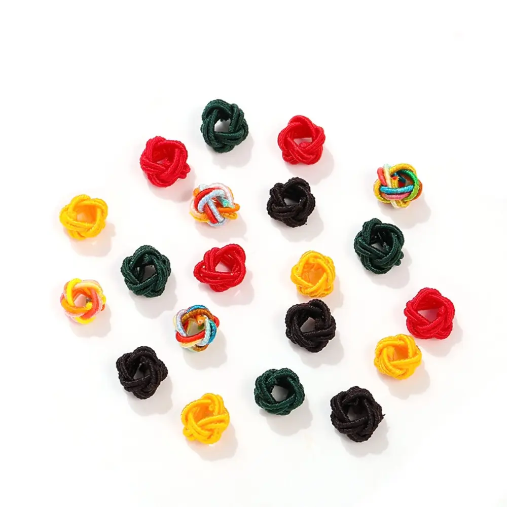 100/200Pcs Colorful 6mm Rope Button Beads Chinese Pineapple Knots Woven Braided Buckle Tassel for DIY Bracelets Jewelry Making