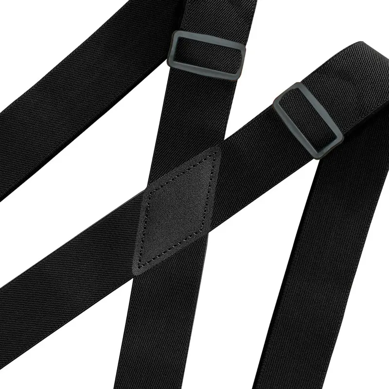 Heavy Duty Big Tall Suspenders with 4 Snap Hooks 3.5*120cm for Men Work Adjustable Elastic Trouser Brace Strap Belt Solid Black