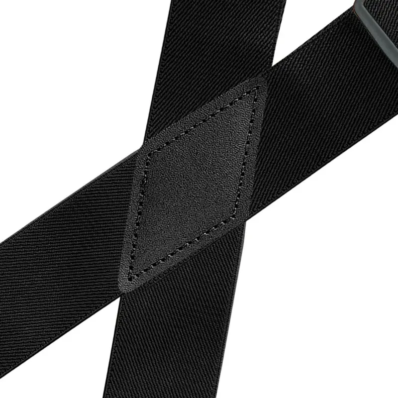 Heavy Duty Big Tall Suspenders with 4 Snap Hooks 3.5*120cm for Men Work Adjustable Elastic Trouser Brace Strap Belt Solid Black