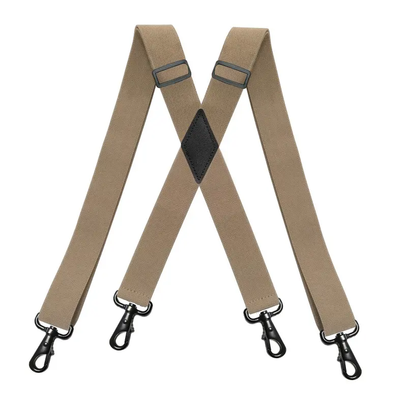Heavy Duty Big Tall Suspenders with 4 Snap Hooks 3.5*120cm for Men Work Adjustable Elastic Trouser Brace Strap Belt Solid Black