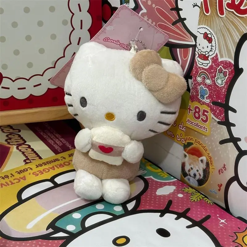 Creative Hawaiian Surfboards Hello Kitty Cat Keychain Cartoon KT Cat Plush Doll Keyring Bag Pendant Decoration Best Friend Gift