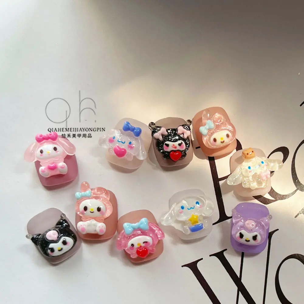 50Pcs New Kuromi Cartoon Nail Accessorie Cute 3D My Melody Resin Mini Animal Sanrio Series DIY Nail Charm for Girl Festival Gift