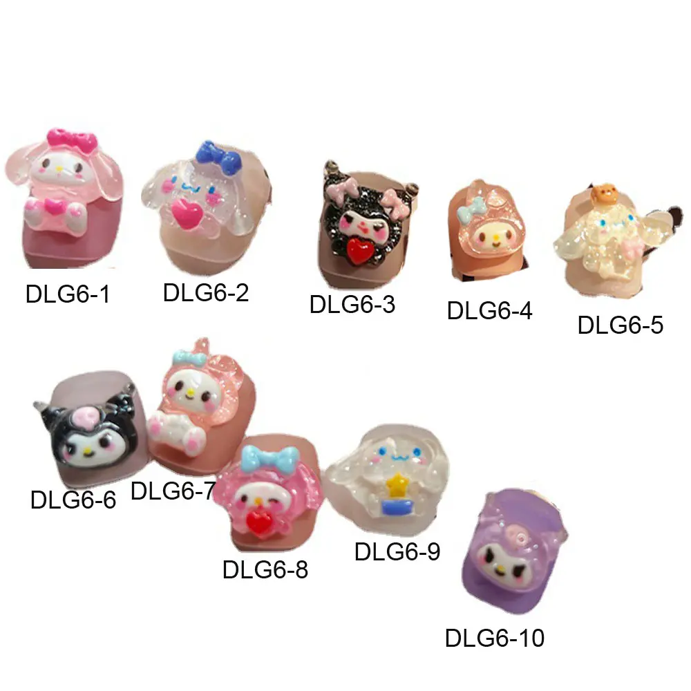 50Pcs New Kuromi Cartoon Nail Accessorie Cute 3D My Melody Resin Mini Animal Sanrio Series DIY Nail Charm for Girl Festival Gift