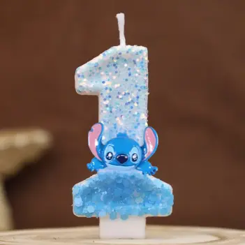 New Anime Lilo & Stitch 0-9 Number Candle Cute 3D Kawaii Stitch Cartoon Character Party Cake Plug-in Birthday Cake Decoration
