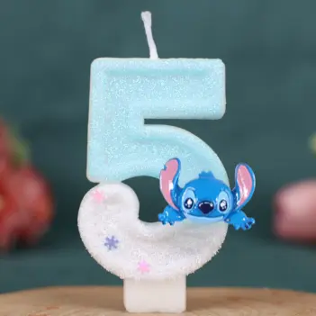 New Anime Lilo & Stitch 0-9 Number Candle Cute 3D Kawaii Stitch Cartoon Character Party Cake Plug-in Birthday Cake Decoration