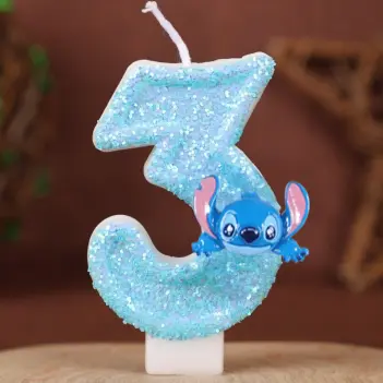 New Anime Lilo & Stitch 0-9 Number Candle Cute 3D Kawaii Stitch Cartoon Character Party Cake Plug-in Birthday Cake Decoration