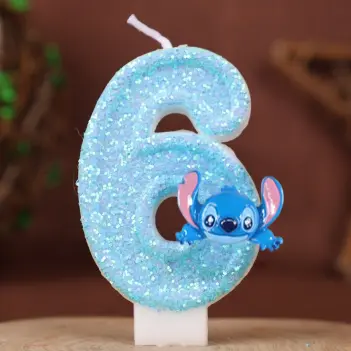 New Anime Lilo & Stitch 0-9 Number Candle Cute 3D Kawaii Stitch Cartoon Character Party Cake Plug-in Birthday Cake Decoration