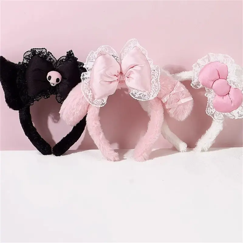 Sanrio Sweet Fashion Headband Kuromi My Melody Cute Anime Plush Hair Hoop For Girls Princess Style All-match Hair Accessories