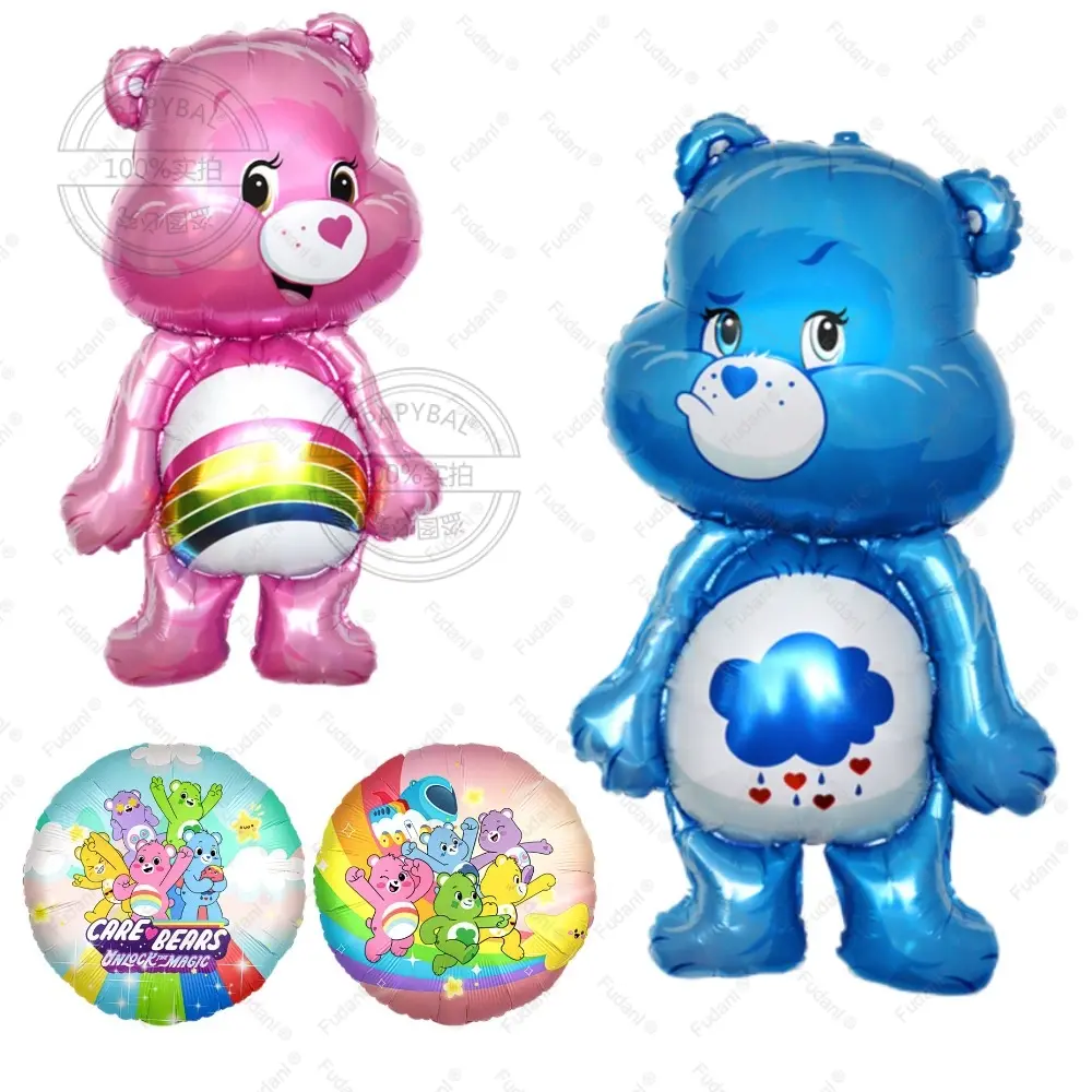 94pcs Cute Carebears Theme Pink Yellow Purple Latex Balloon Arch Set with 32inch Birthday Printed Balloons Girl First Birthday
