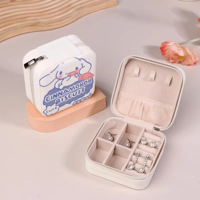 Sanrio Hello Kitty Jewelry Case Boxes Display Travel Portable Jewelry Box Leather Storage Joyeros Organizador De Joyas